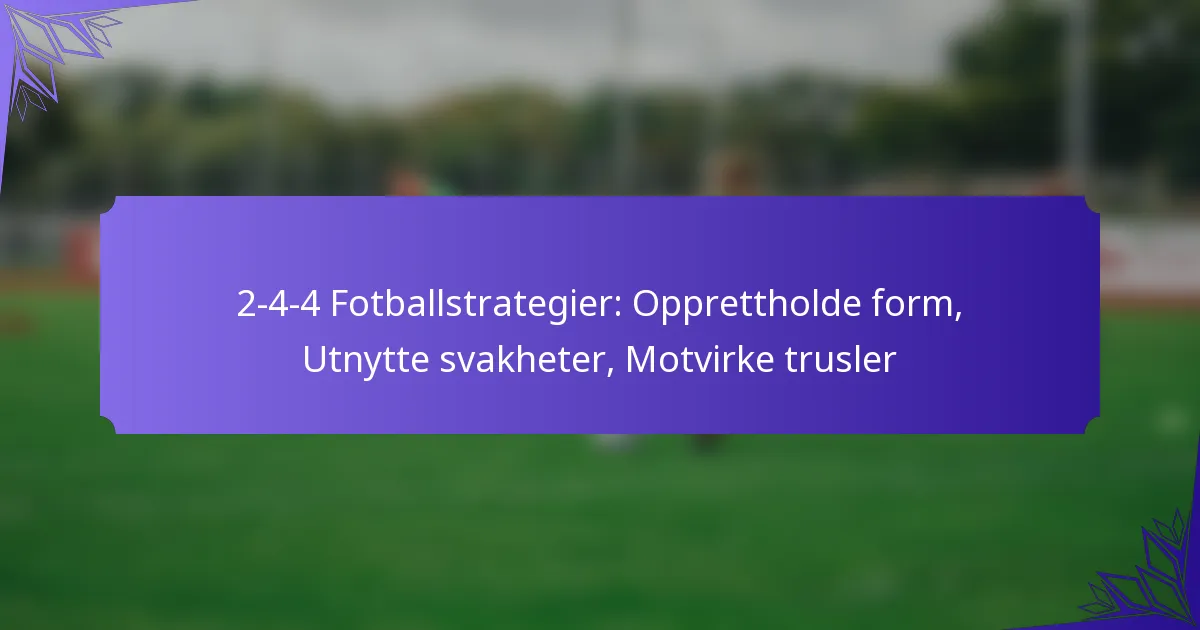 2-4-4 Fotballstrategier: Opprettholde form, Utnytte svakheter, Motvirke trusler